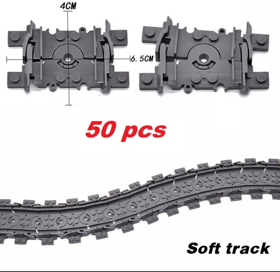 flexibele treinrails 50 stuks bricksNblocks®- Flexible Train Tracks - ook geschikt voor Mould King, en Lego treinbanen - aanvullingsset voor bouwblokjes treinbanen | Lego compatible