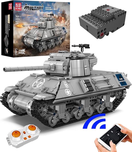Mould King 20034 Slugger M36 RC Tank WW2 Army | Radiografisch bestuurbare auto | City leger modelbouw bouwpakketten | Classic creator modelbouw | Compatibel met lego sluban of mega | Technische ideas speelgoed voor kinderen & volwassenen | 1057 bloks