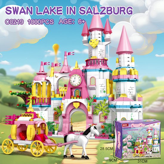 Dream City Swan Lake - Prinsessen Kasteel Bouwset - Speelgoed voor Meisjes - 3D Bouwblokken - Educatieve STEM Set - Compatibel met LEGO - 1000 Stuks