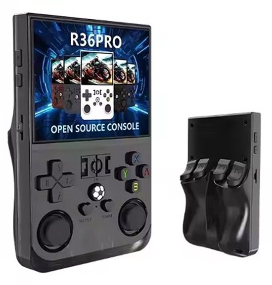 R36PRO retro handheld gaming console 10.000 games met case
