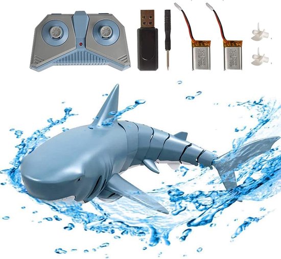 Rc boot-rc boat-Afstandsbediening Haaienboot Speelgoed - 2,4 GHz Elektrische Hoge Simulatie RC Flexibele Haaienboot Speelgoed - Inclusief Twee Batterijen - Inclusief gebruik van video-Blauw