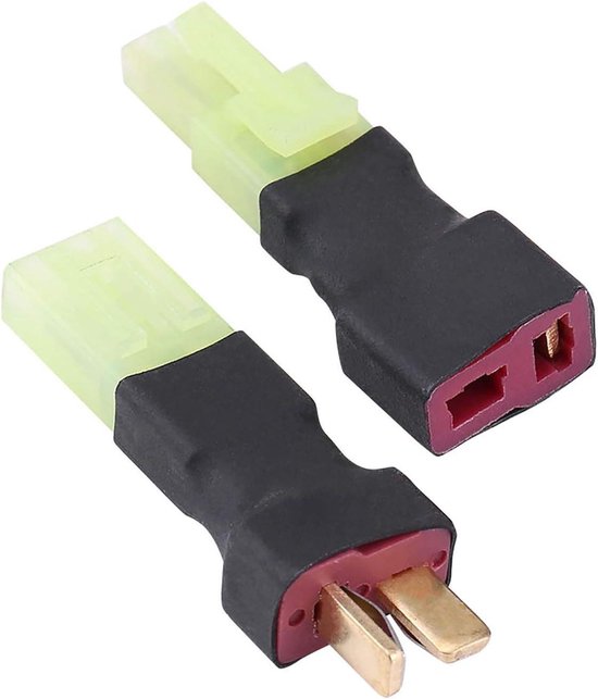 Allecto Plus - 2-delige set Deans Plug naar T-Connector Adapter voor RC voertuigen - Mannelijk/Vrouwelijk - Geschikt voor Auto, Vliegtuig, Helikopter, Quadcopter - Lipo Batterij - RC Onderdelen