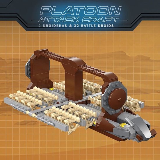 Star Wars Droid Transporter Bouwset – 550+ Stuks – Battle Droids & Mecha Spinners – Compatibel met LEGO® – Cadeau voor Kinderen & Fans