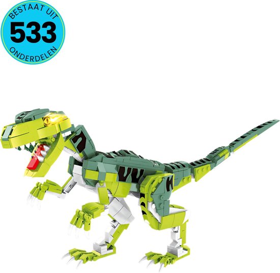 Dino Speelgoed Set Geschikt Voor LEGO - Vanaf 6 Jaar - 533 Bouwstenen - Dinosaurus speelgoed - Velociraptor - Bouwset - STEM Speelgoed - Bouwsets - Bouwspeelgoed - Inclusief Handleiding