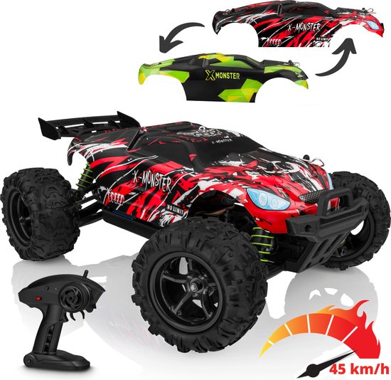 Overmax X-Monster 3.5 RC Auto – 4x4 – 1:18 Schaal – Bereik 100 m – 2 Accu’s (40 min) – Extra Carrosserie – Offroad – TUV-gecertificeerd