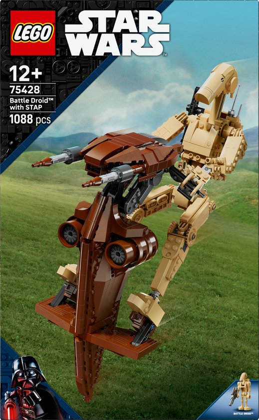 LEGO® Star Wars: The Phantom Menace™ Battle Droid™ met STAP, Bouwbare Verstelbare Figuur, Cadeau voor Jongens, Meisjes en Fans, Bouw- en Displaymodel voor Kinderen 75428