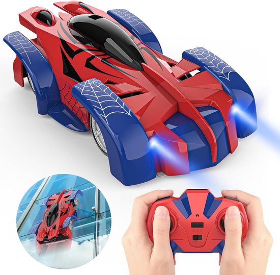 Muurklimmende RC Auto – Radiografische Auto met 360° Rotatie – Spider Stijl – Met LED-Lichten – Oplaadbare RC Stuntauto – 2,4GHz Afstandsbediening – Speelgoed voor Jongens & Meisjes – Cadeau voor Verjaardag of Feestdagen