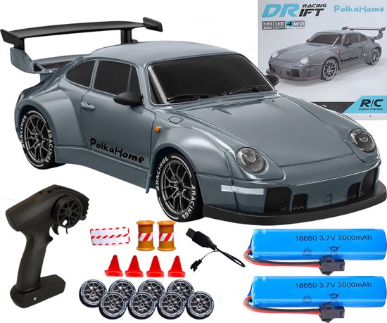 PolkaHome® Zeer snelle Bestuurbare RC auto drift- RC drift car- RC car speelgoed- met 2 Accu’s - 20km/uur 1:24 Afstandsbediening Driftauto, inclusief 2 batterijen, 2.4Ghz 4WD bestuurbare Auto, buiten Speelgoed voor jongens, meisjes en Volwassenen