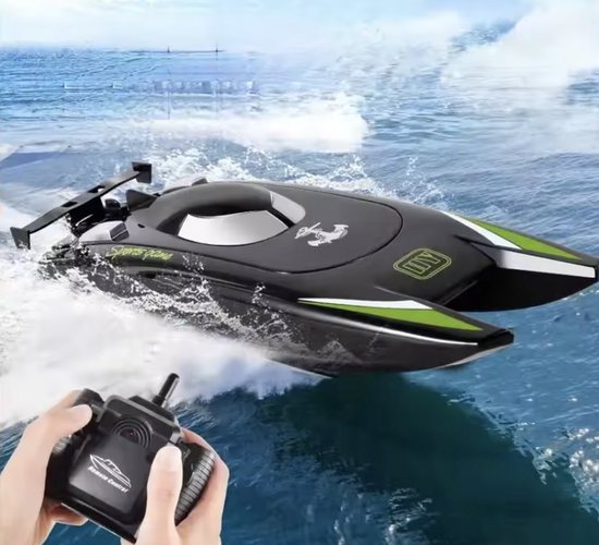 RC BOOT - Speedboot - Raceboot - op Afstandsbediening - Hoge Snelheid 30 km/u - Waterdicht - 25 Min Speeltijd - Dual Motor - Kinderen en Volwassenen - Zwart