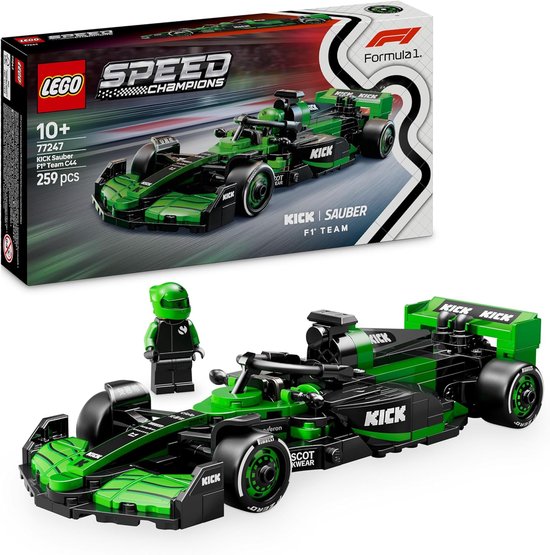 LEGO Speed Champions KICK Sauber F1 Team C44 racewagen Auto Speelgoed voor kinderen met Formule 1 Coureur Minifiguur, Bouwpakket voor Jongens, Meisjes of Volwassen Fans vanaf 10 jaar