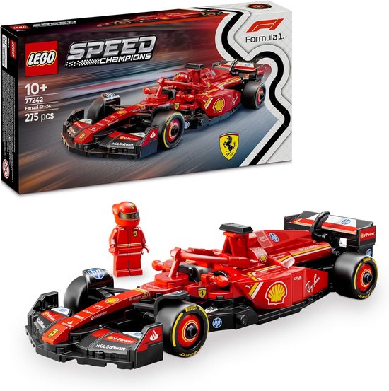 LEGO Speed Champions Ferrari SF-24 F1 Auto Speelgoed voor Kinderen vanaf 10 jaar, Formule 1 Set met 1:8 Schaalmodel van 2024 met V6-Motor, Besturing, DSR en Ophanging, Cadeau voor Tieners
