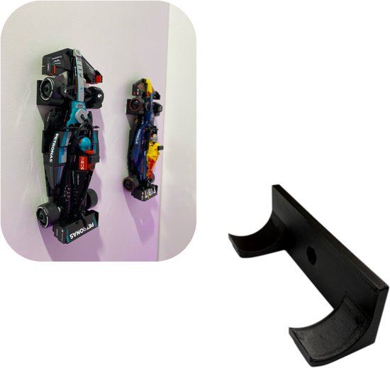 Muurbeugel voor LEGO Speed Champions - zwart - Universeel - Wandmontage - lego F1 wall mount - eenvoudige montage - lego f1 - lego formule 1 -