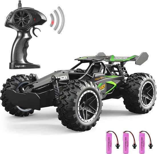Logivision R40 Bestuurbare RC Auto - Afstandsbestuurbaar Auto - Bestuurbare Race Auto - Jongens & Volwassenen - RC Monstertruck - Binnen & Buiten - Radiografisch Race Speelgoed - Inclusief 3 Accu's