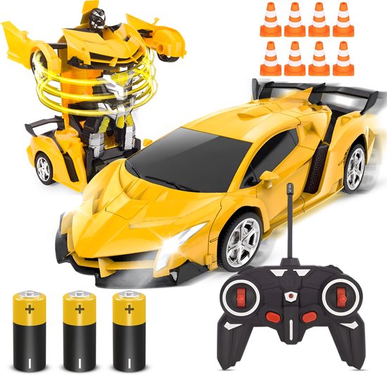 Logivision R22 Bestuurbare RC Auto - Afstandsbestuurbaar Auto - Transformer Auto - Bestuurbare Race Auto - Jongens en Meisjes - Radiografisch Race Speelgoed - Inclusief 3 Accu's