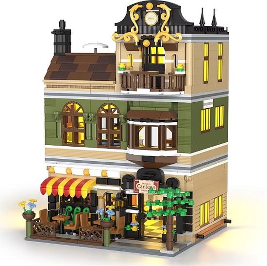 mini bouwblokjes restaurant, 1230 steentjes, boupakket inclusief LED verlichting. LET OP: kleinere blokjes dan Lego