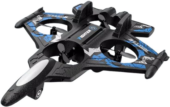 Lightdista RC Drone Vliegtuig voor Kinderen – Radiografische Mini Straaljager met Licht – Oplaadbare Drone voor Binnen & Buiten – Makkelijk te Besturen – Zwart/Blauw
