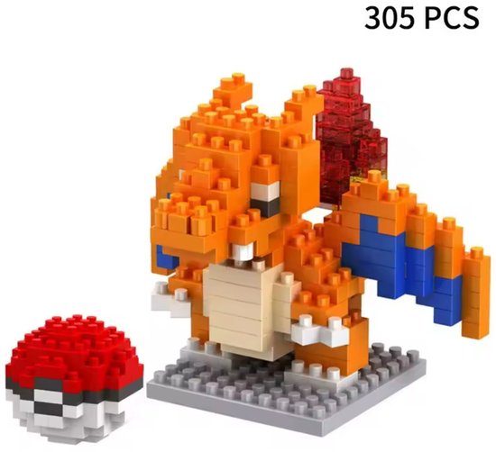 Pokémon Charizard Bouwset – 305 Blokjes – Compatibel met LEGO – DIY Speelgoed