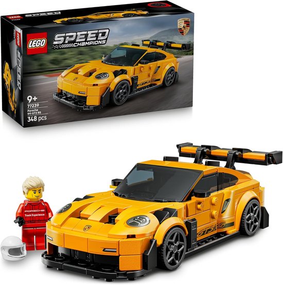 LEGO Speed Champions Porsche 911 GT3 RS Supercar Car Toy for Kids – Car Construction Kit with Driver Minifigure – Birthday Gift for Boys from 9 Years
