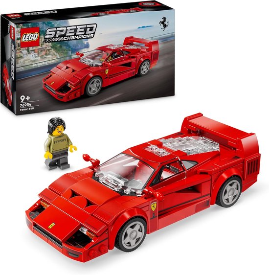 LEGO Speed Champions Ferrari F40 Supercar, Car Toys for Kids, Buildable Vehicle Set with Minifigure of Driver for Role Playing, Gift for Boys and Girls 76934