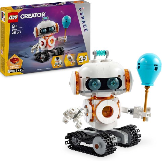 LEGO Creator 3in1 Space Robot, Turns into Dog Animals Figure and Rocket Model, Space Building Kit with Robot Toys for Kids, Role Play Gift for Boys and Girls from 8 Years