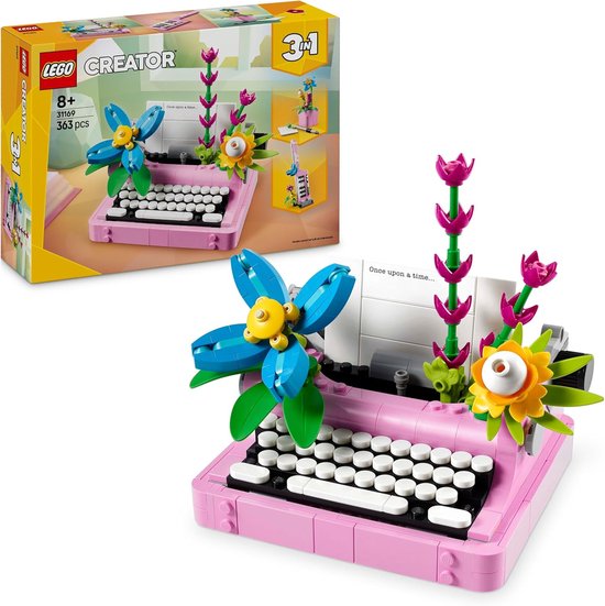 LEGO Creator Typewriter with Flowers – Toy that Turns into Keytar or Flower Pot with Pen and Notebook – Creative Birthday Gift For Girls and Boys From 8 Years