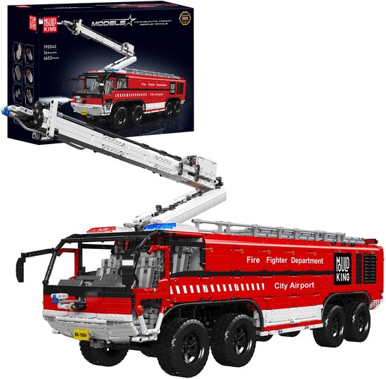 MouldKing 19004 - Brandweerwagen (RC) - Vliegveld Hulpdienst - 6653 onderdelen - Past op lego - Bouwset - Technic
