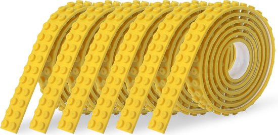 6x Sinji Play Stick & Brick - Flexibel Speelgoedtape - Lego Tape – Geschikt voor Lego City, Lego Creator, Lego Friends – Geel