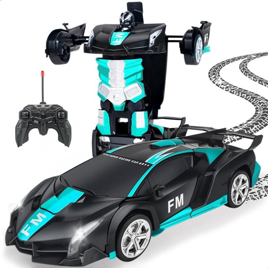 Boncy® Bestuurbare RC Auto - Transformer Lambo Blauw Zwart - Jongens Meisje Volwassenen - Robot Speelgoed Binnen & Buiten - Afstandbestuurbaar Race Drift Car - Afstandsbestuurbaar Raceauto Accu - Stuntauto - Bestuurbaar Elektrisch Autos Afstandsbedie