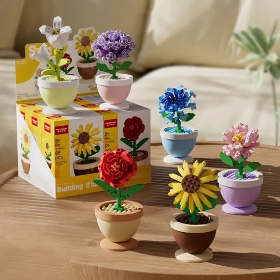 Lego - Mini Bloemen Bouwstenen Set – Kleurrijke Bloempotten – Educatief Speelgoed – DIY Decoratie