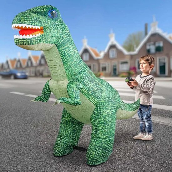 RC Inflatable Dino – Opblaasbare Dinosaurus met Afstandsbediening – 150 cm – Interactief Speelgoed voor Kinderen – Automatisch Opblazen – Binnen & Buiten
