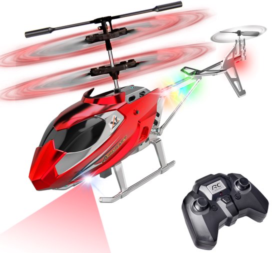 TERRAMUS RC Helikopter rood - Gyro LED Licht - 2.4GHz Hoogte houden Vliegtuig speelgoed - 3.5 Kanaal Hoge Lage Snelheid voor Jongens Kinderen volwassenen