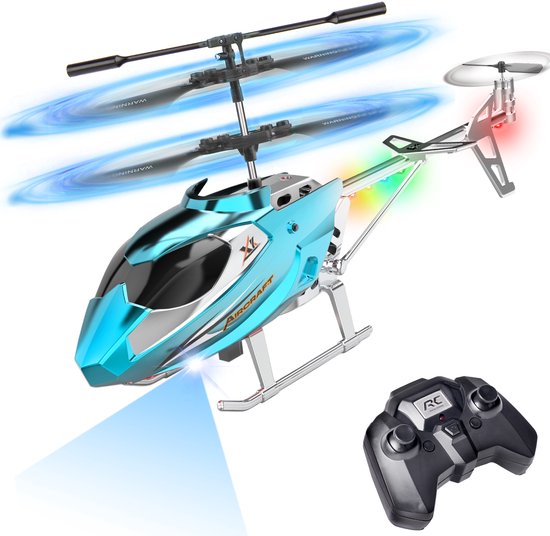 TERRAMUS RC vliegtuig Blauw-Gyro LED Licht-2.4GHz Hoogte Houden Helikopter speelgoed met 3.5 Kanaal - Binnen Hoge Lage Snelheid Drone voor Jongens kinderen