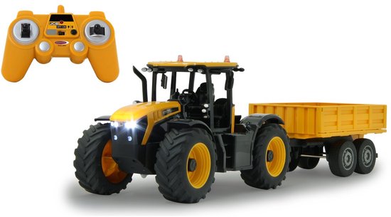 Jamara RC voertuig Landbouwvoertuigen - 405305 RC Tractor JCB Fastrac met Kieptrailer - Geel - 2,4GHz RC Model Kant en Klaar - 1:24 - Incl afstandsbediening