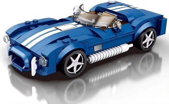 Reobrix bouwblokjes blauwe sportwagen, compatible met LEGO, 312 steentjes