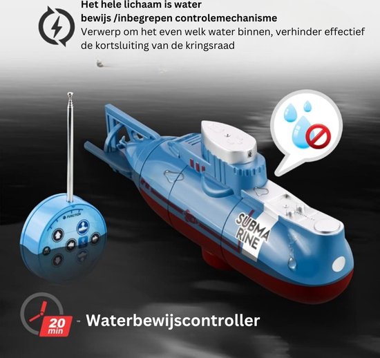 Bestuurbare Boot - Onderzeeër - Waterspeelgoed - Badkuip, Zwembad, Vijver - Met afstandbediening - Volledig Waterdicht