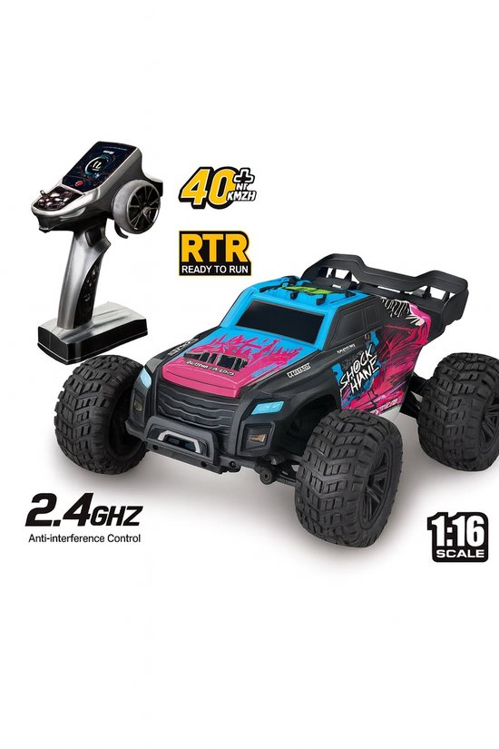 RC Monster Truck 4WD 1:16 - 40+ km/u - Afstandsbediening Auto - RTR Ready to Run - 2.4GHz - Waterproof - Offroad Auto voor Volwassenen & Kinderen 14+