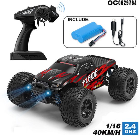 RC Auto 1:16 4x4 Off-Road Racing Car - 40 KM/H – 2.4GHz Afstandsbediening - 4WD - Rubberen Banden - Onafhankelijke Vering - Voor Kinderen & Volwassenen (8+)"