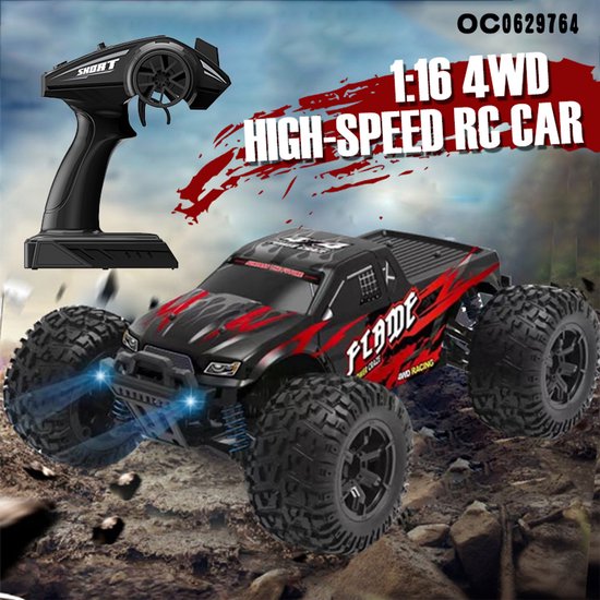 RC Auto 1:16 4x4 Off-Road Racing Car - 40 KM/H – 2.4GHz Afstandsbediening - 4WD - Rubberen Banden - Onafhankelijke Vering - Voor Kinderen & Volwassenen (8+)"