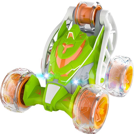 1 x Stunt Rolling Toy Car, 360° Tumbling Truck, 2,4G met lampjes, muziek, sproeifunctie, 18 minuten rijtijd, groen