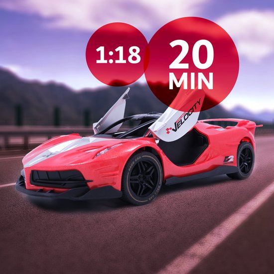 Zoem - RC Sportauto 1:18 Rood - 4 kanaals - Speelgoed Auto - Bestuurbaar - Radiografisch - Afstandsbediening - Remote Control - elektrisch - GT3