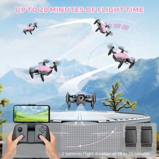 Indsutrialhome Kinderdrone met Camera – Opvouwbare RC Quadcopter met Stem & Gebaarbesturing, Hoogte-Hold, 2 Batterijen – Cadeau voor Jongens & Meisjes vanaf 8 jaar (Roze)