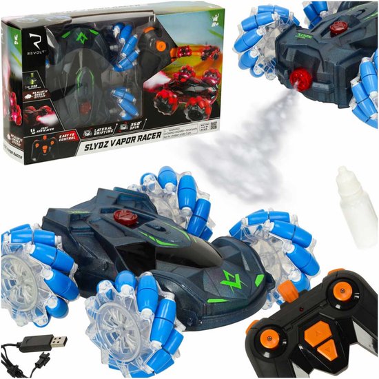 Revolt Slydz Vapor Racer – RC Drift Auto met Waterdamp Uitlaat, 360° Rotatie & Geluidseffecten – 2.4GHz Afstandsbediening, 10 km/u, 30 min Rijtijd