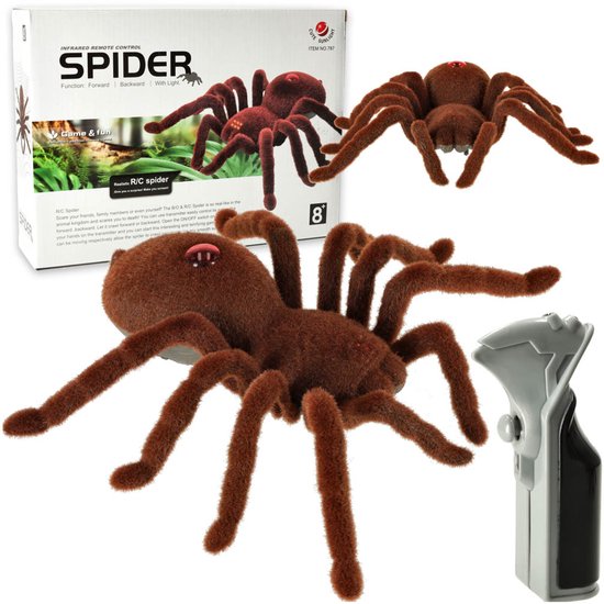 RC Tarantula Spin – Realistische Op Afstand Bestuurbare Spin met Lichtgevende Ogen – Bewegende Poten & Harige Textuur – 8+
