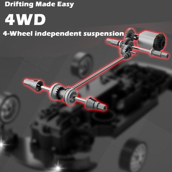 PolkaHome® Zeer snelle RC drift car - RC drift auto - RC car - RC auto drift speelgoed - Drift auto afstandsbestuurbaar 20km/uur 1:24 Afstandsbediening Driftauto, 2.4Ghz 4WD Afstandsbediening Auto met Verlichting, bestuurbare auto