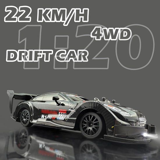 PolkaHome® Zeer snelle RC drift car - RC drift auto - RC car - RC auto drift speelgoed - Drift auto afstandsbestuurbaar 20km/uur 1:24 Afstandsbediening Driftauto, 2.4Ghz 4WD Afstandsbediening Auto met Verlichting, bestuurbare auto