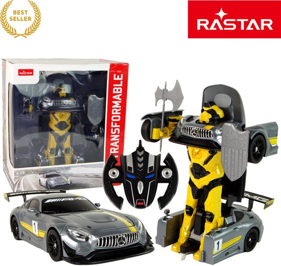 Rastar Mercedes-AMG GT3 1:14 RC Auto & Transformer Robot – RC Auto - Afstandsbediende Sportwagen met Licht & Geluid, Oplaadbare Raceauto die Verandert in Robot, Kinderspeelgoed met Realistische Details – Met Ebook
