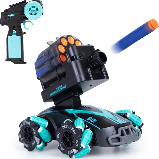 Silvergear Bestuurbare Auto met Schietfunctie - 2 Speelopties - RC Auto met Soft Bullets voor Binnen & Buiten - RC Car - Schietschijf - Interactief Speelgoed voor Kinderen - Cadeau voor Jongens en Meisjes - Vanaf 6 Jaar - Zwart