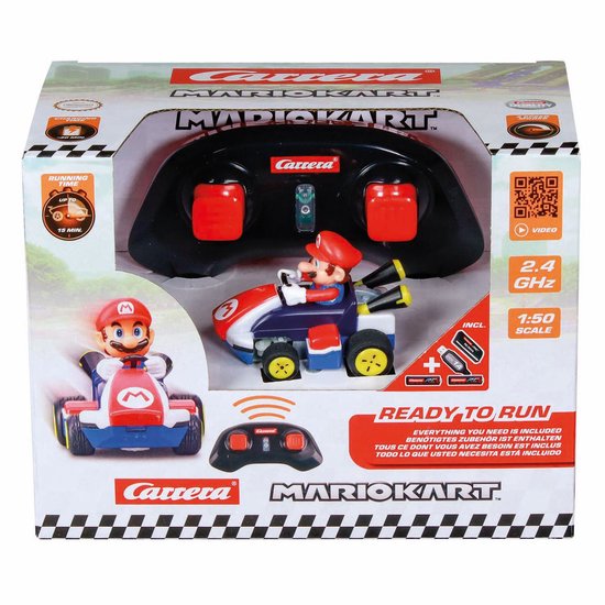 Carrera RC voertuig Auto - RC Auto Mini - Mario Kart - Mario - 6,2cm Lang - 2,4GHz RC Model Kant en Klaar - Carrera -