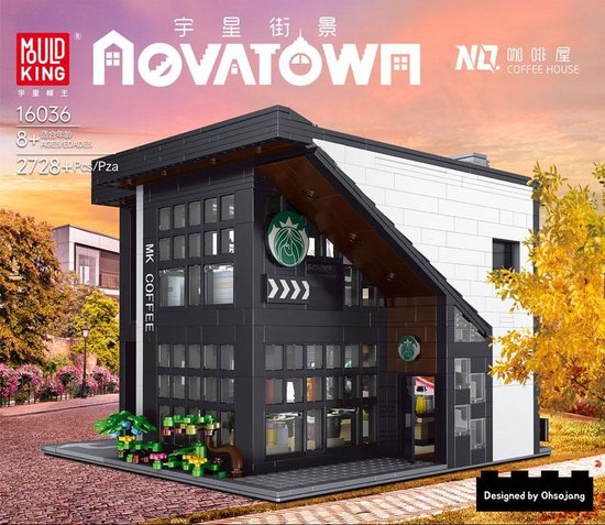 Mould King-Modern Starbucks Cafe koffiebar met led verlichting 2878 bouwstenen ** Lego alternatief**