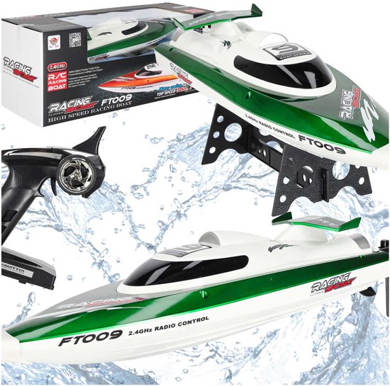 SF FT009 RC Boot – Bestuurbare Boot - Groen 30 km/u – 7,4V 1500mAh – 2,4 GHz Controller 150m Bereik + E-Book